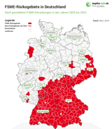 Übersichtskarte FSME-Risikogebiete in Deutschland