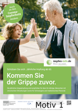 Animiertes Bild mit den fünf Plakatmotiven zur Kampagne "Wir kommen der Grippe zuvor"