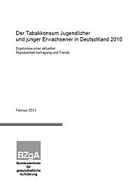 Titelseite der Studie "Der Tabakkonsum Jugendlicher und junger Erwachsener in Deutschland 2010"