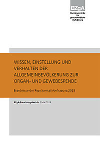 Titelseite der Studie: Wissen, Einstellung und Verhalten der Allgemeinbevölkerung zur Organ- und Gewebespende 2018