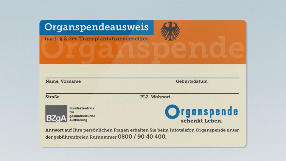 Teaserbild zum Eintrag 'Infoclip zum Organspendeausweis'